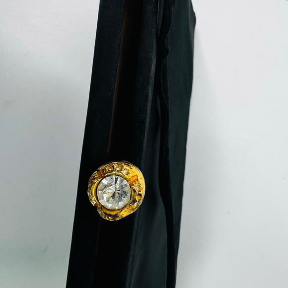 Vintage Andre Clasp Clutch Handbag Purse 1960s Black Gold Rhinestone - Picture 5 of 8